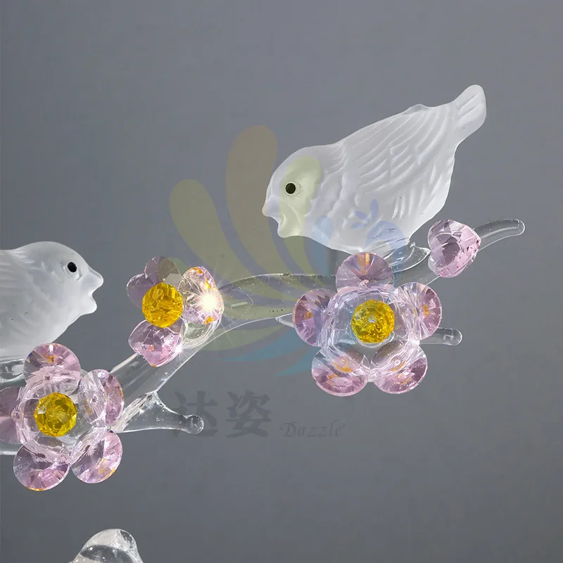 

New Chinese Crystal Branch Bird Ornament Creative Living Room Dining Table Decoration for