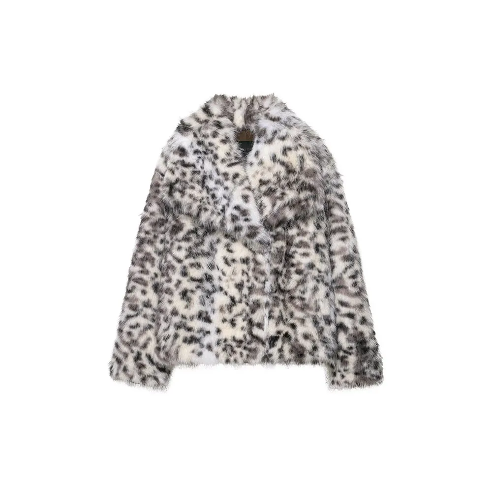 

Autumn new women's fashion animal print synthetic fur jacket jacket