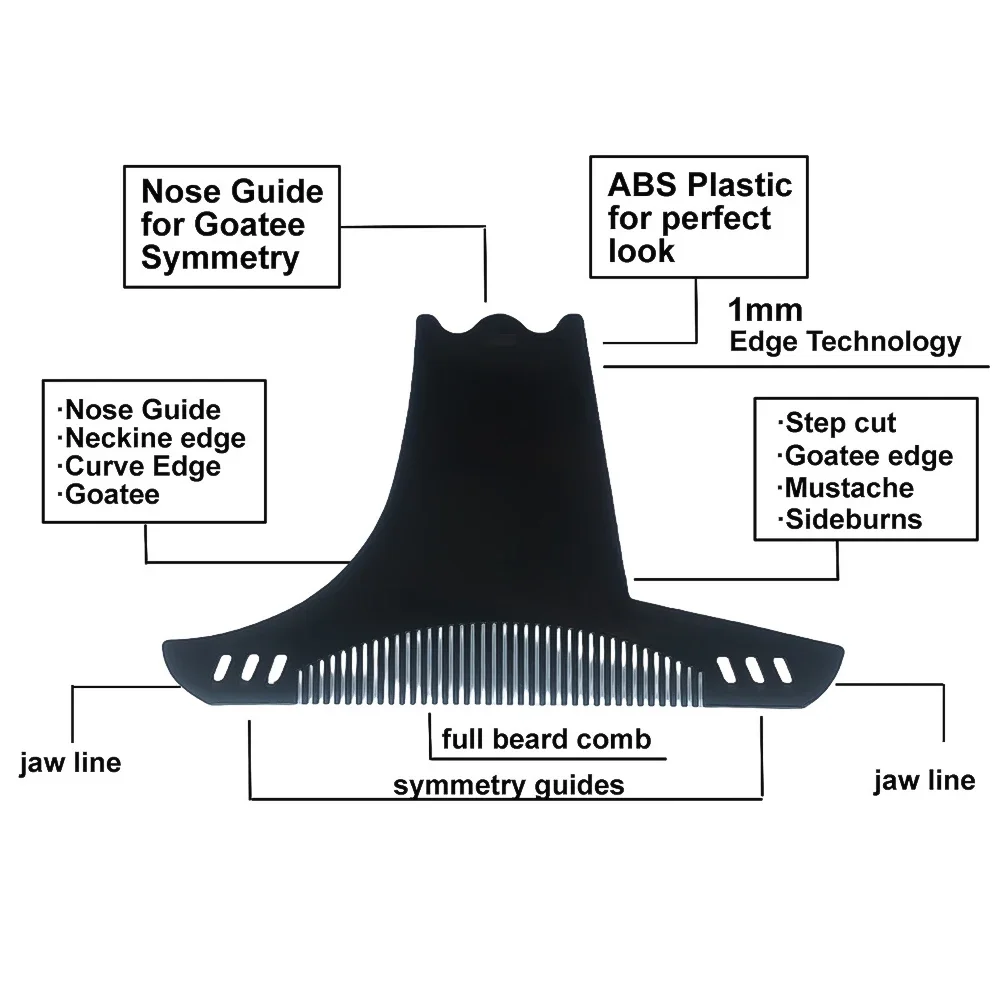 6 في 1 الرجال تشكيل اللحية قالب التصميم مشط الرجال أمشاط اللحية قوالب تقليم اللحية الشارب الاستنسل حافة التحكم أدوات التجميل #5