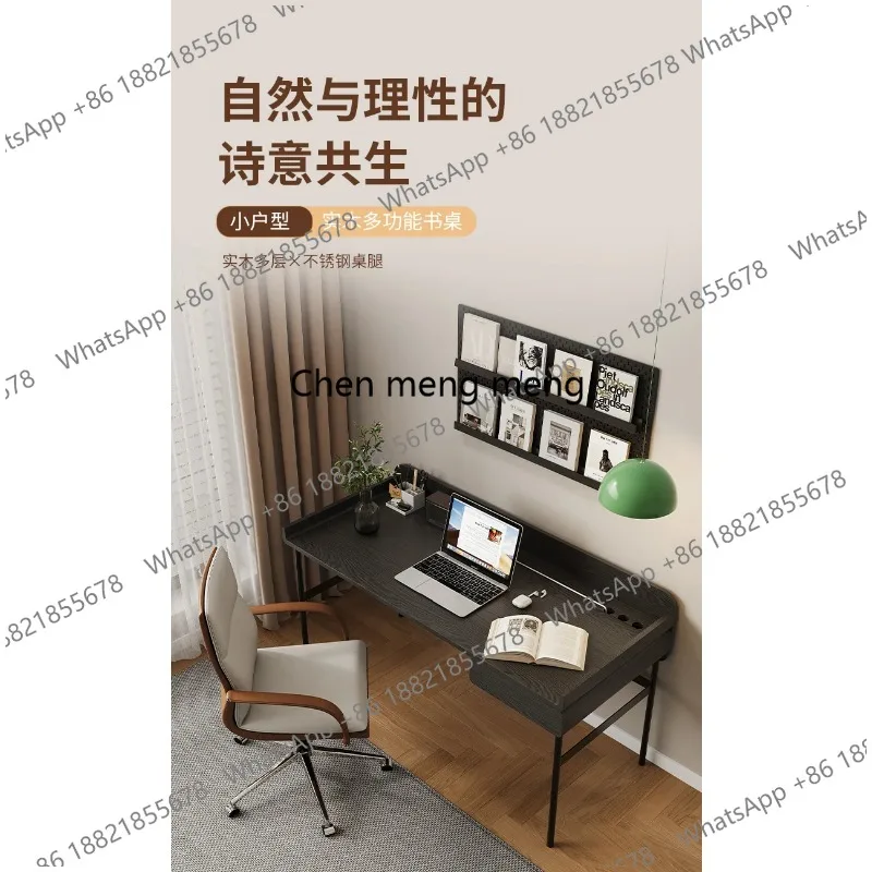 Solid wood desk computer home office stainless steel foot workbench table