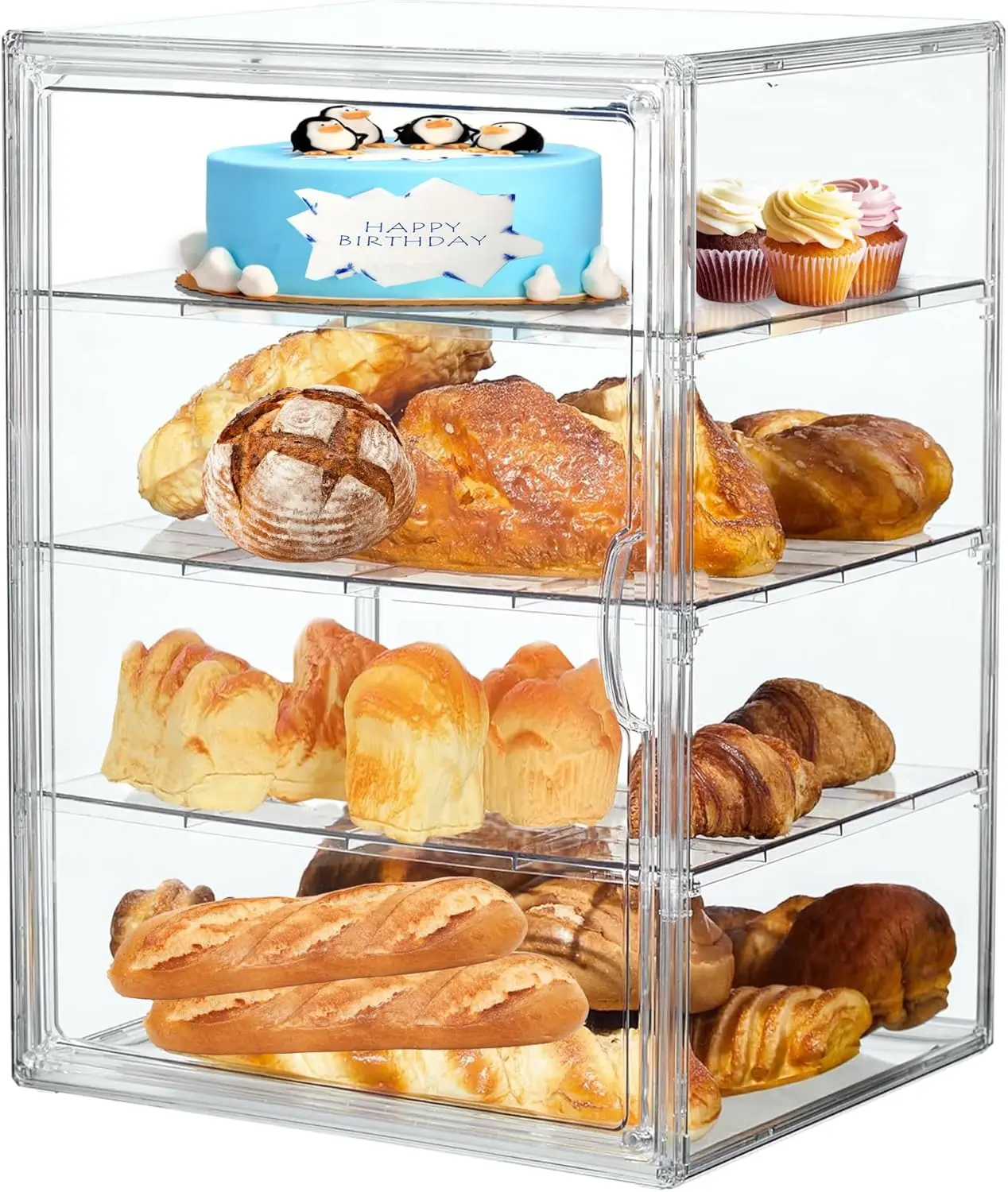 

Bread Box,Large Bread Boxs for Kitchen Countertop - 4 Layers Adjustable Bread Storage Container,Clear Boxes for Kitchen