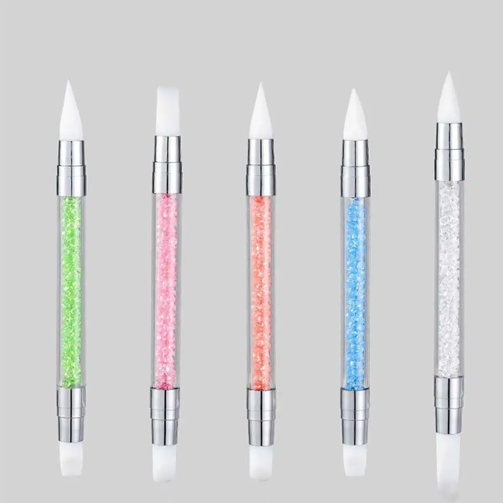 Crystal Soft Silicone Silicone Head Dual-Ended Nail Gel Nail Art Brushes Nail Art Pens DIY Manicure Tools Carving Dotting Pen