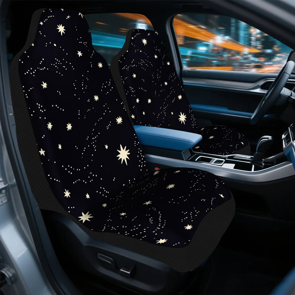 2pcs Starry Night Sky Print Seat Covers – Fit For Cars, Trucks, Vans, And SUVs | Durable Front Seat Protectors | Easy To Insta