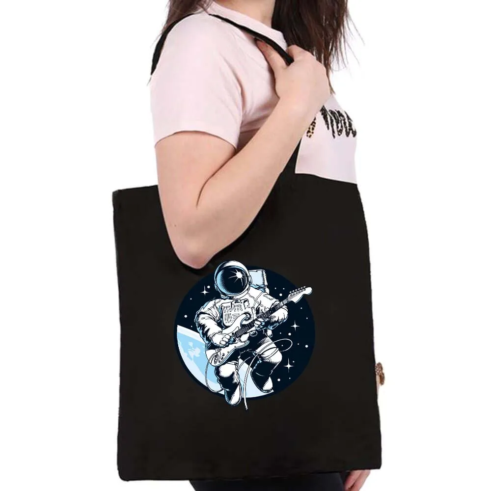 Shopping Bag Women Handbag Shoulder Bag Commute Large Capacity School Tote Bag Astronaut Print Ladies Shopper Canvas Bag