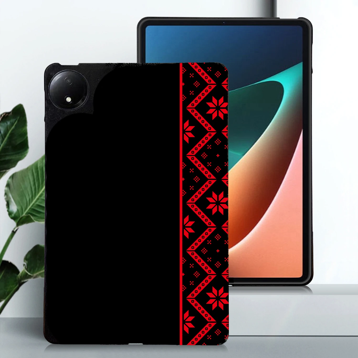 For Xiaomi Redmi Pad SE 4G 8.7 inch  Case Pattern Printing Soft TPU Tablet Cover - Red Ethnic Pattern
