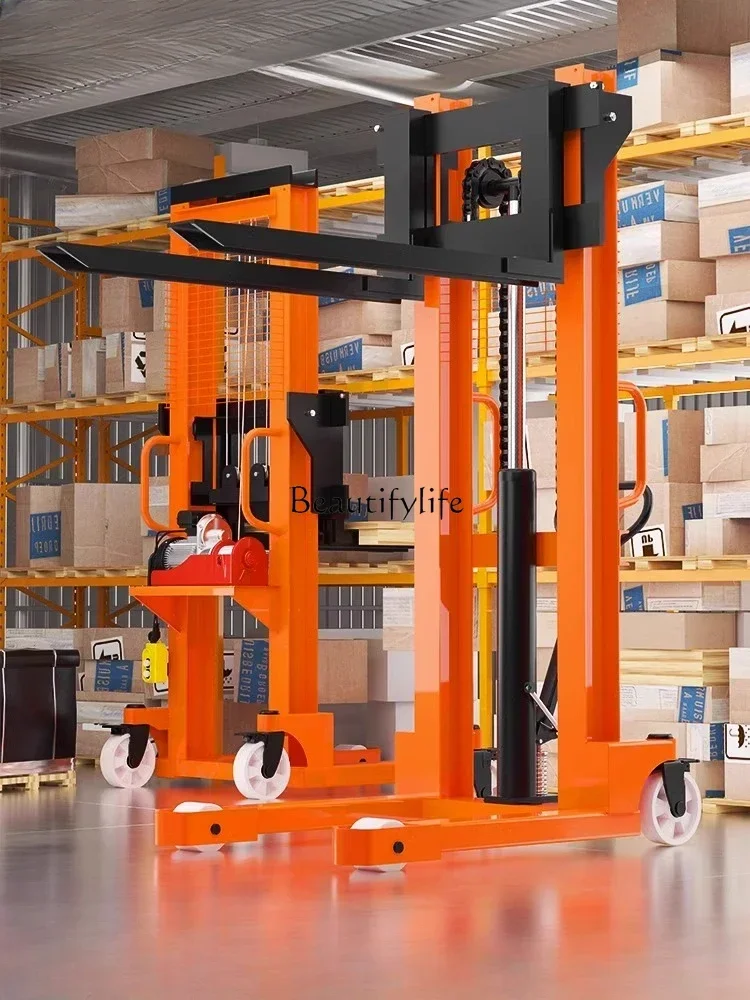 

ssL178 23 Manual Hydraulic Forklift Stacker 1 Ton 2 Tons Semi-Electric Lift Truck