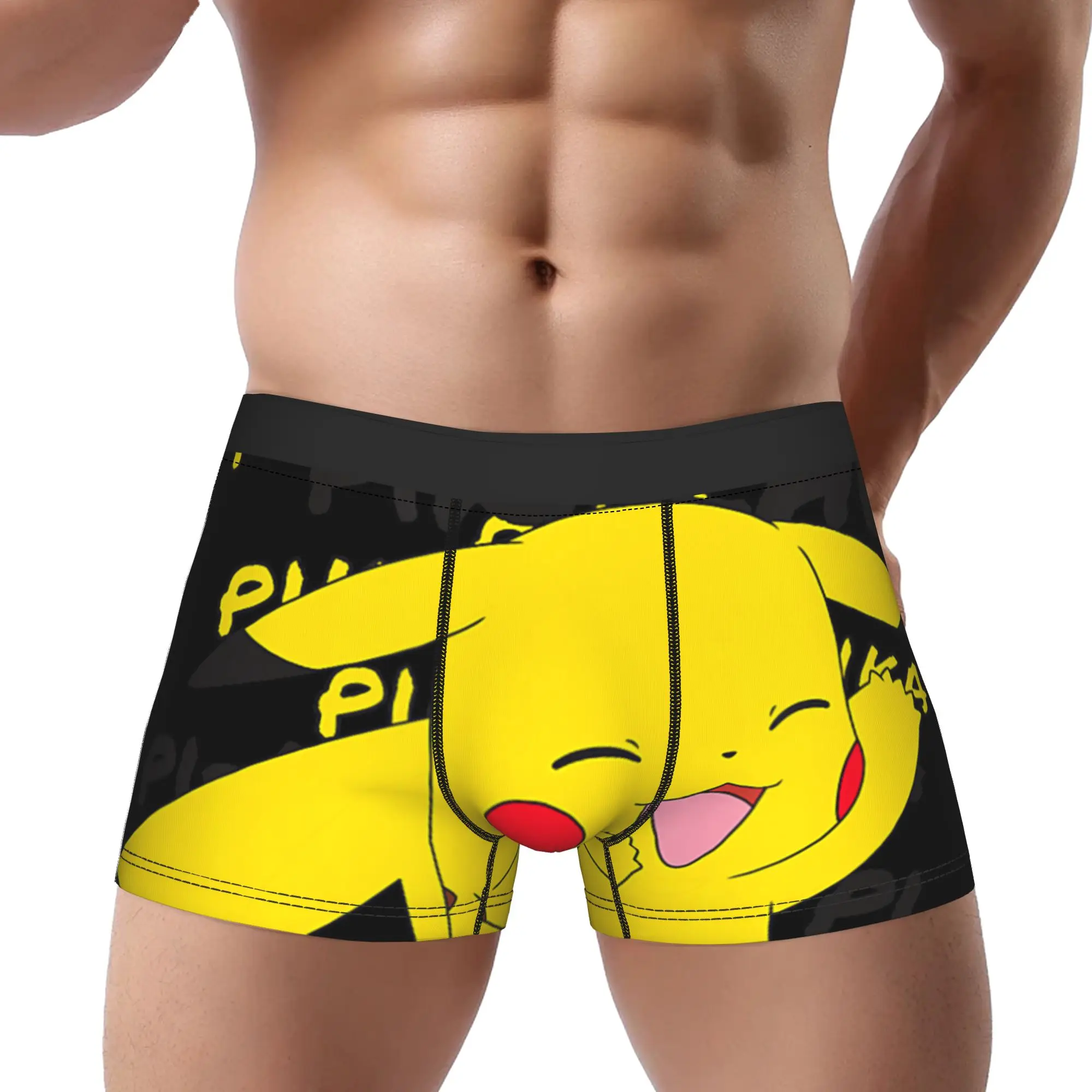 boxers Pokemon Pikachu Cracks A Joke Laughing Underpants Breathbale Panties Men's Underwear Shorts Boxer Briefs