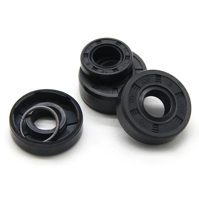 2/5pcs ID 10mm NBR Oil Seal TC-10*17/18/19/20/22/25/26*5/7/8/10mm Black Nitrile Rubber NBR Sealing Shaft Gasket Spring Skeleton