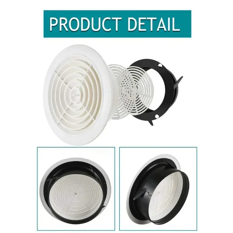 Round Air Vent Louver Grille Cover Outlet Adjustable Exhaust Vent Ducting Ventilation Grilles 75/100/125/150mm Air Vent Cover