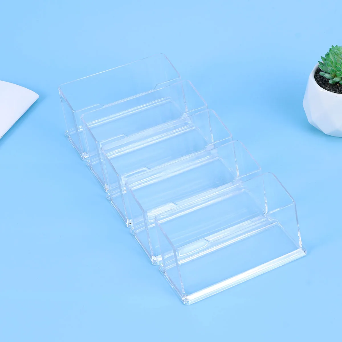 

10Pcs Transparent Acrylic Business Card Holder Desktop Case Office Organizer Stand Box for Meetings Exhibitions Events