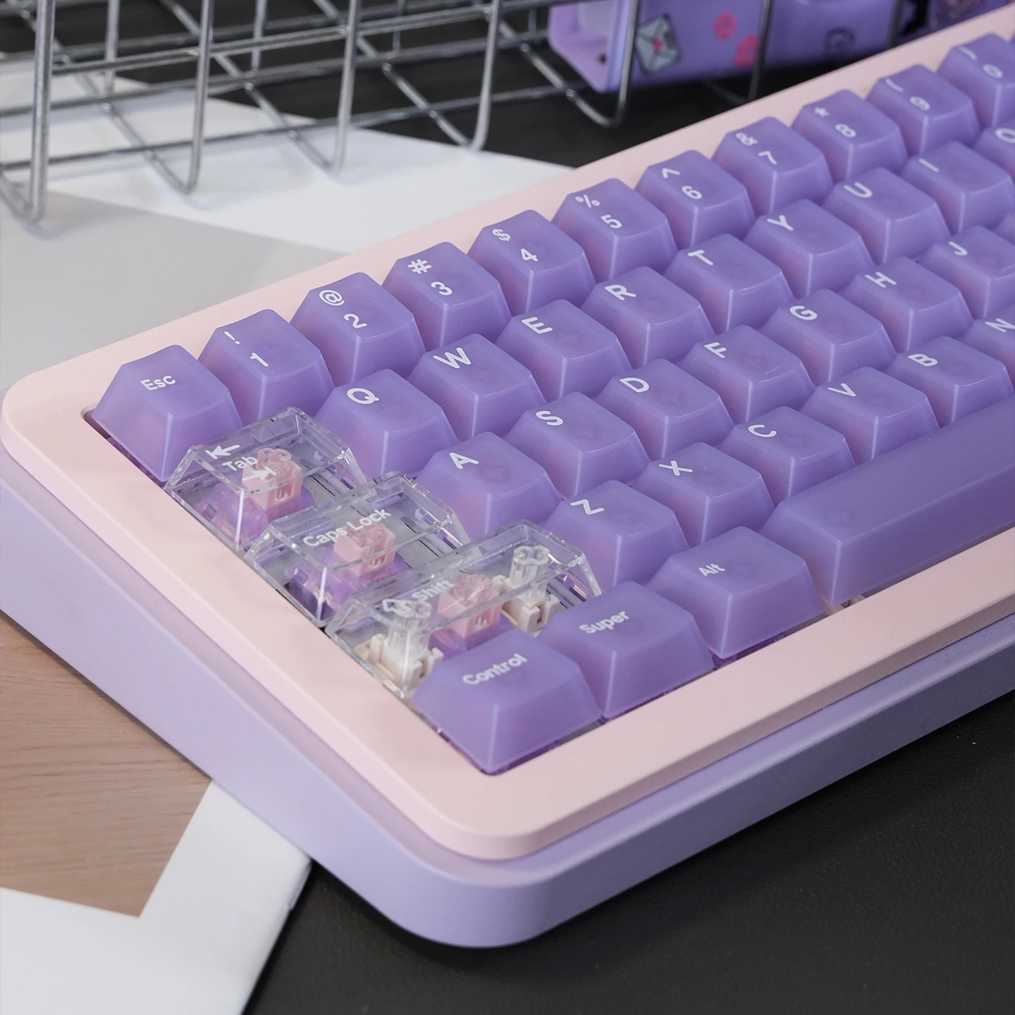 

Foggy Purple Semi-transparent RGB Backlit PC Keycaps Cherry Profile UV-printed Key caps for Cherry MX Switches Gaming Keyboards