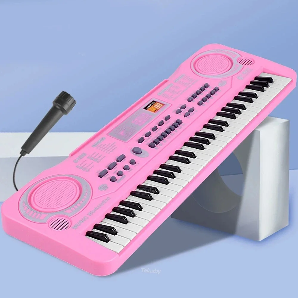 Piano eletrônico com microfone para crianças, 61 teclas, brinquedos educativos, instrumento musical, presente para crianças, venda quente, novo