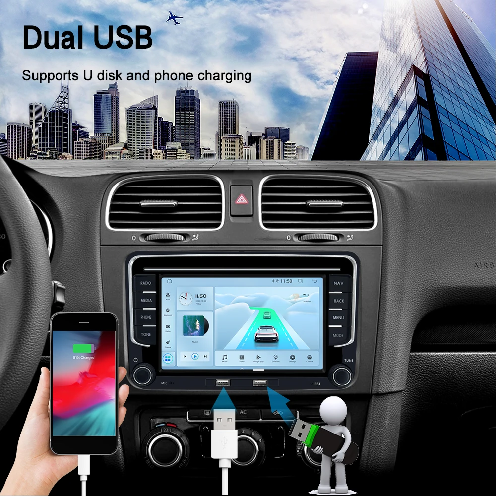 راديو السيارة مشغل الوسائط المتعددة ، أندرويد 13 ، 7 بوصة ، سيارة ، GPS ، BT ، وحدة رئيسية ، واي فاي ، DSP ، فيديو 2 دين ، VW Golf 5 ، 6 ، بولو 6R