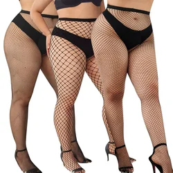 Oversize Womens Fishnet Stockings Pantyhose Plus Size Black Garters Long Socks Female Tight Leggings Lingerie Stocking Tights