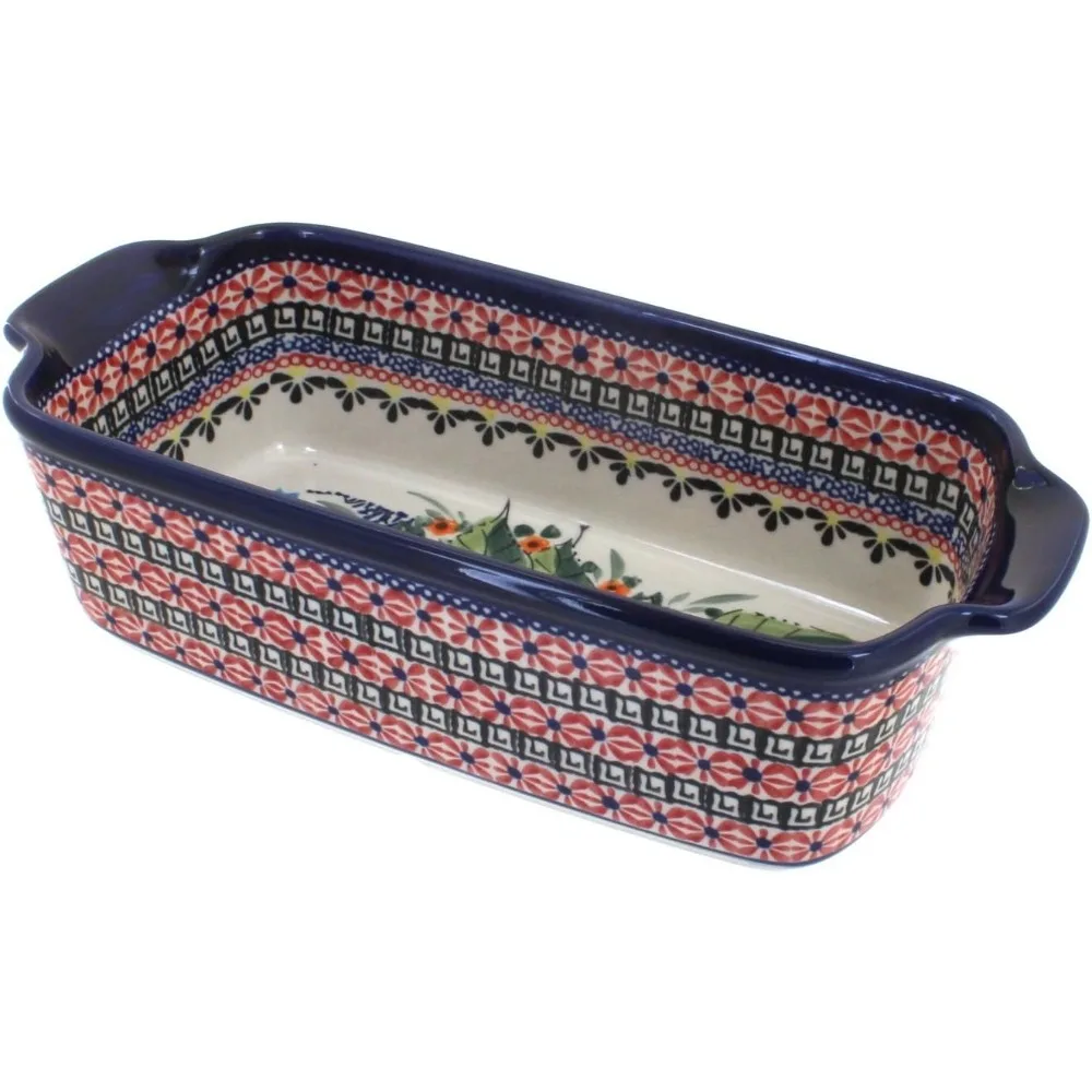 

Red Floral Butterfly Loaf Baker - 9.25 x 5 - Ceramic Bread Baking Dish for Baking & Serving Loaves