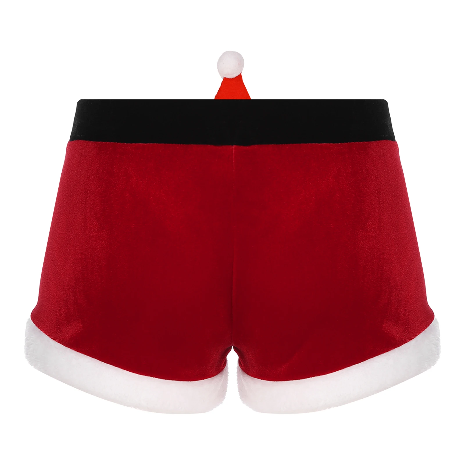 Mens Christmas Red Color Underwear Panties Role Play Costume for Tempting Nightwear Low Rise Tboxer Shorts with Santa Claus Doll