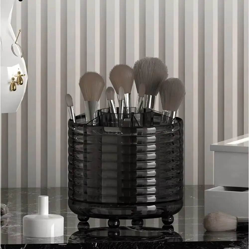 360° Rotating Pen Container with 7 Compartments Large Capacity Makeup Brush Holder Plastic Space Saving