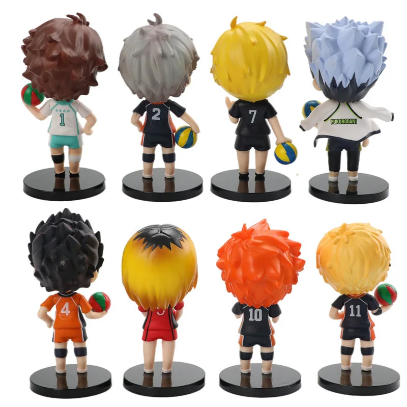 8 Pcs/Lot Haikyuu!! Figure Series Action Figures Hinata Shoyo Sugawara Koushi Oikawa Tooru Model Sitting Stands Ornaments Gifts