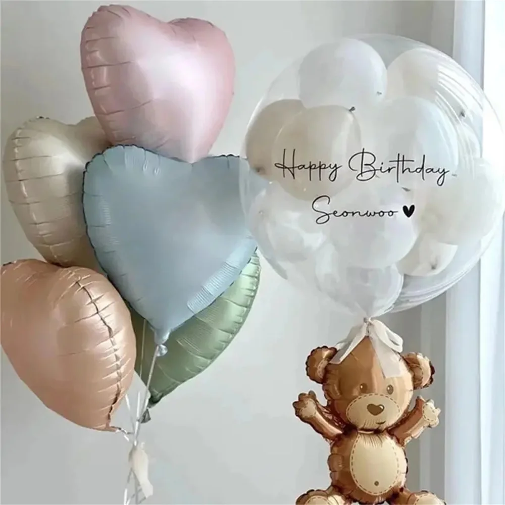 6pcs Retro Caramel Heart Balloons with 32inch Number Foil Balloon For Kids 1st Birthday Party DIY Decoration Supplies Wedding