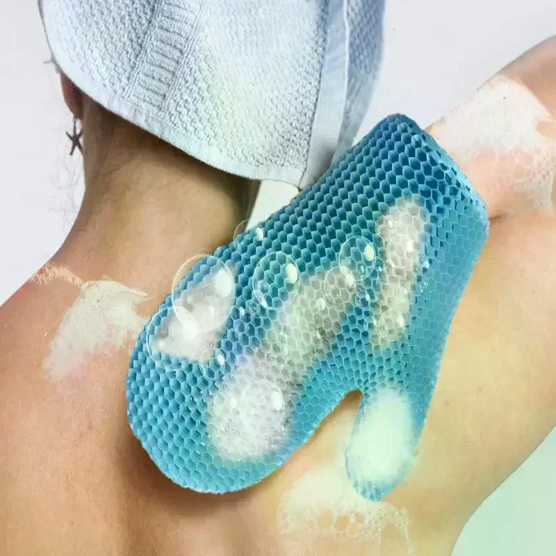 Honeycomb Exfoliating Shower Finger Caps Body Scrub Cleansing Bath Mitt Breathable Odorless Skin Care Tool Multi-Color view 3
