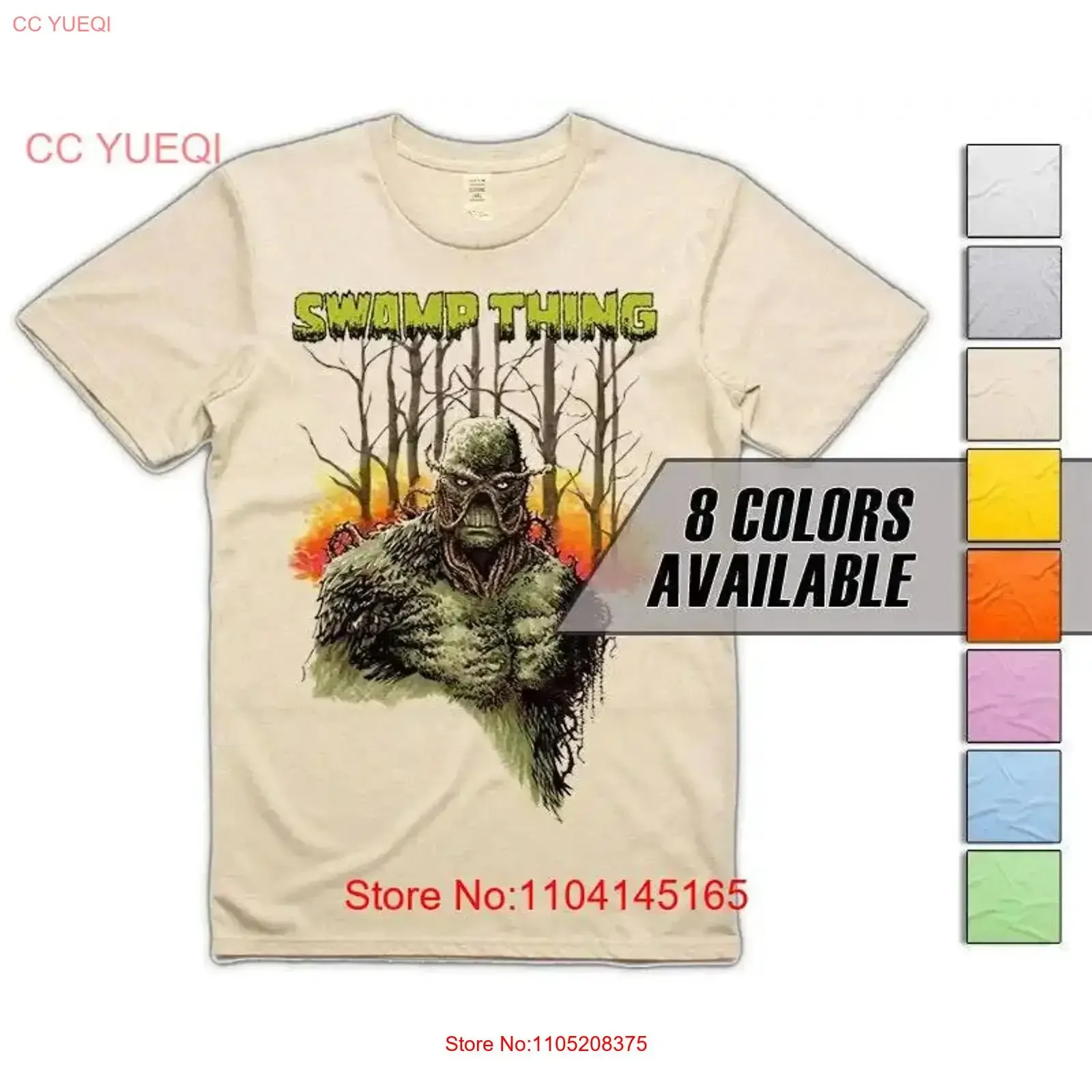 تي شيرت رجالي The Swamp Thing V14 بجميع المقاسات S 5XL 8 ألوان متوفرة عتيقة مغسولة غير رسمية قابلة للتنفس ملابس شارع قليلاً #1