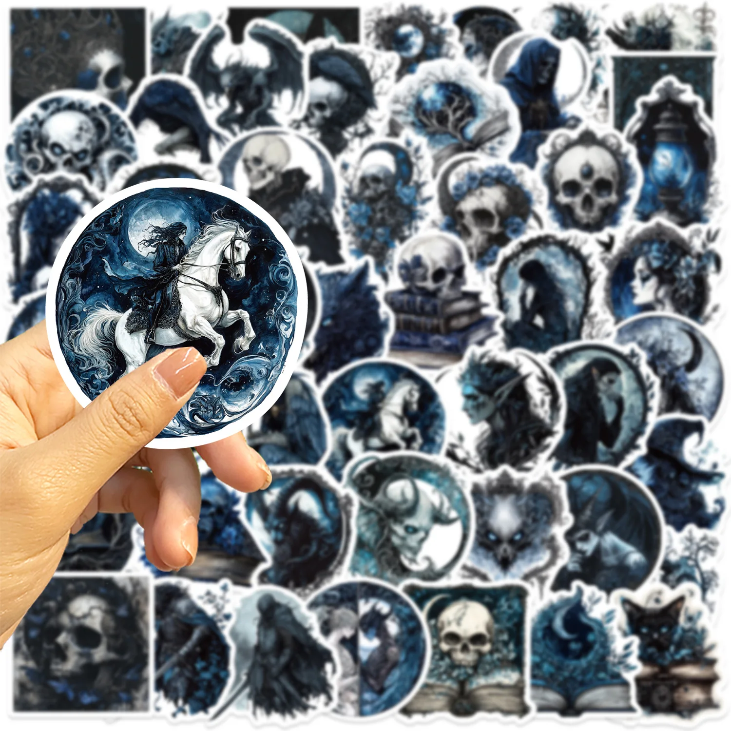 10/30/50PCS Cartoon Dark Goth Skull Sticker DIY Decoration PVC Waterproof Skateboard Notebook Graffiti Toy