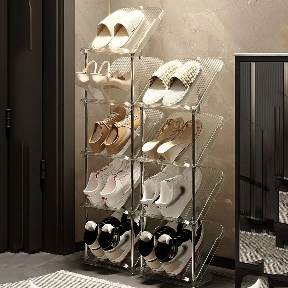 

Multi-layer Shoe Shelf Organizer Stackable Transparent Shoe Tower Detachable Free Standing Shoe Storage Rack Entry Door