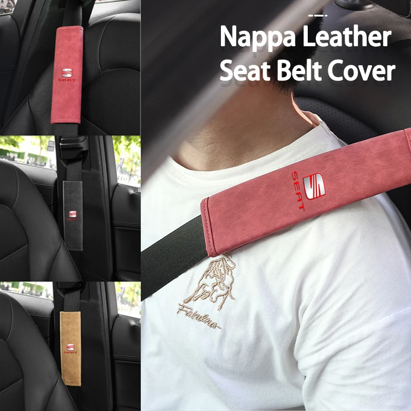 Leather Car Seat Belt Cover Safety Belt Shoulder Pad Protector For Seat Cupra FR Leon Ibiza Ateca Formentor Born E-Racer