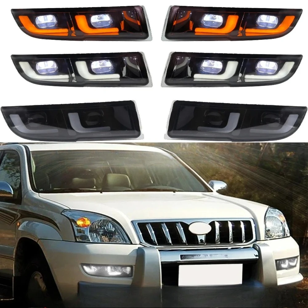 Car bupmer head light for Toyota Prado headlight daytime light LC120 FJ120 Cruiser auto accessories  LED fog headlamp 2002-2009y