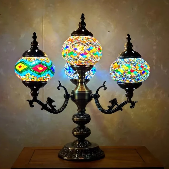 

Оптовая продажа красочных традиционных турецких марокканских металлических настольных ламп - декоративное освещение в этническом стиле для дома и коммерческих помещений