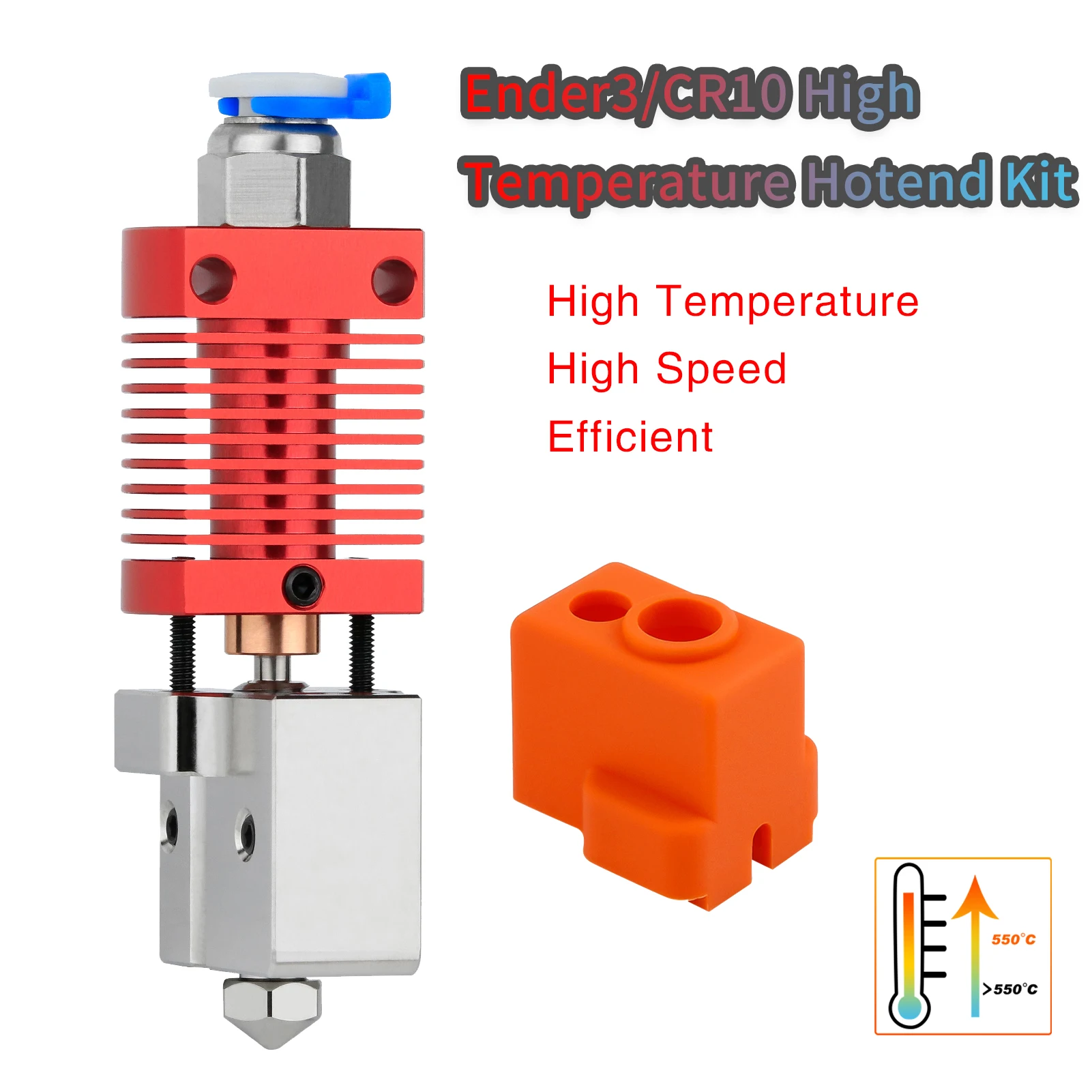 Ender3/CR10 Hotend kit Untuk 550 ℃ tembaga berlapis nozel gunung berapi blok pemanas bi-logam tenggorokan kecepatan tinggi ekstruder Hotend Kit