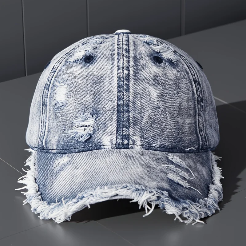 Women'S Baseball Cap Distressed Denim Outdoor Sports And Casual Wear Great Gift for Friends Stylish  Versatile Option for Men