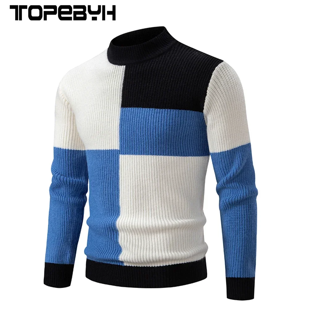 High Quality Men\'s New Autumn and Winter Casual Warm Neck Sweater Knit Pullover Tops  Warm Man Clothes