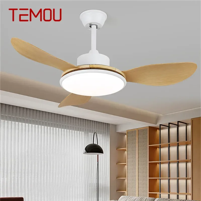 TEMOU Modern Fan Light Luxury Living Room Restaurant Bedroom Study LED Ceiling Fan Light Remote Electric Fan Light