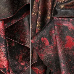 Gilded Red Black Cloud Reflective Jacquard Fabric Horse Face Skirt Hanfu Suit Jacket Chinese Style Clothing Designer Fabric