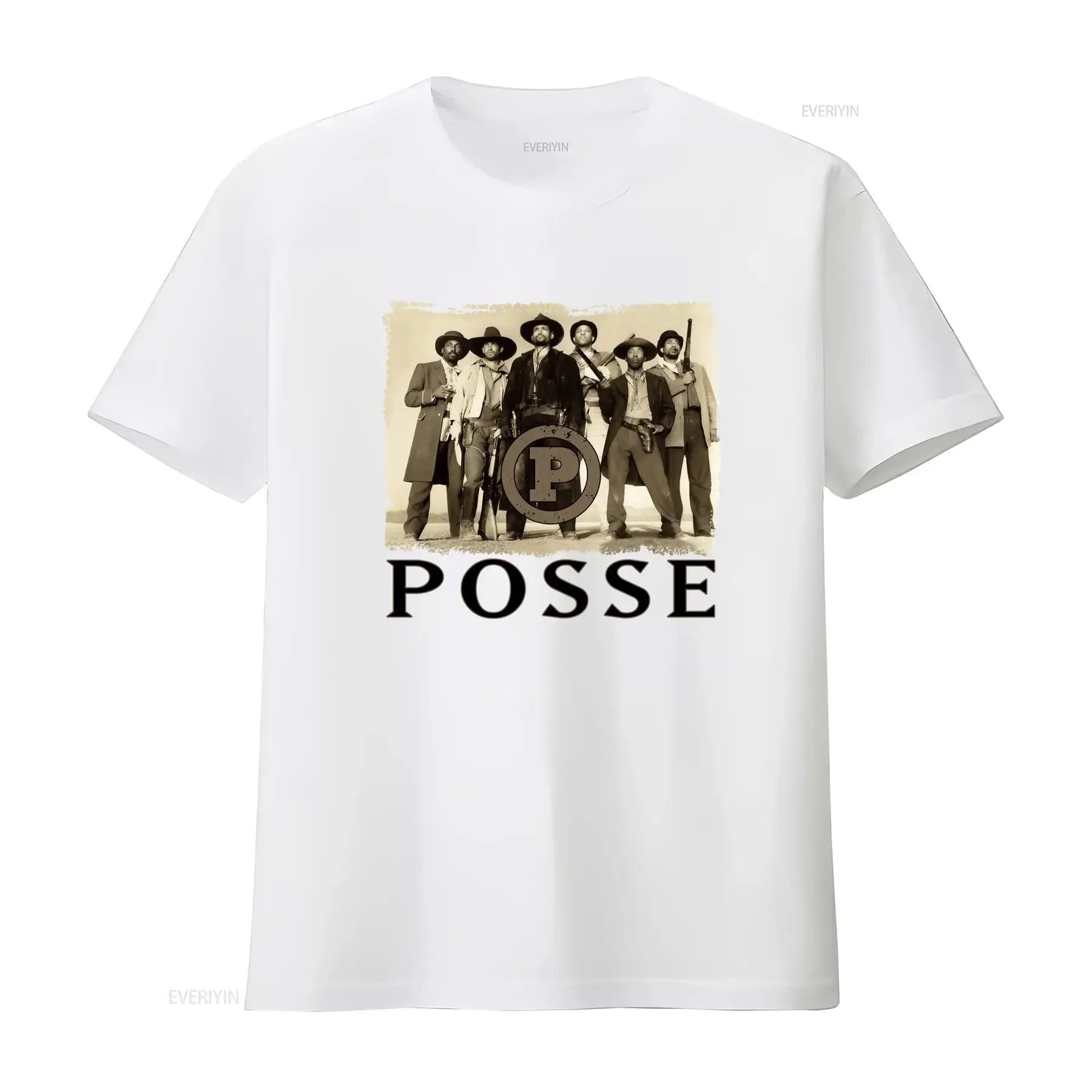 Vintage Retro Western Posse Cowboy Print Casual T Shirt vintage Washed streetwear Top For Everyday Wear Comfortable fashion