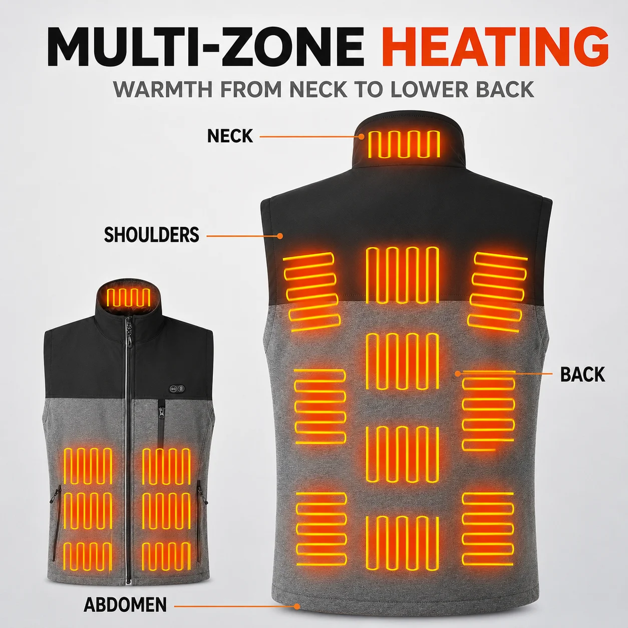 Smart Dual-Control Heated Vest for Men Women Front Back Heating Washable Winter Thermal Waistcoat for Outdoor Cold Weather