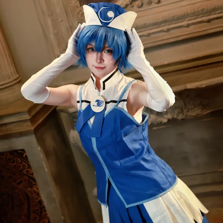 Anime Rain Woman Juvia Lockser Cosplay Costume Phantom Lord Member Uniform Women Strappy Jacket Vest Skirt Outfit For Halloween