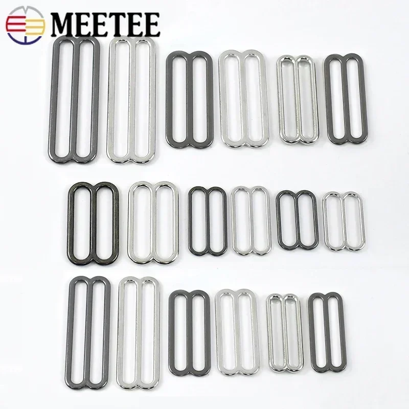 Meetee 10Pc Tri-Glide Slider Clasp 6-50mm Metalowa klamra do paska torby Bielizna 8-kształtny haczyk na pierścionek DIY Akcesoria do szycia odzieży