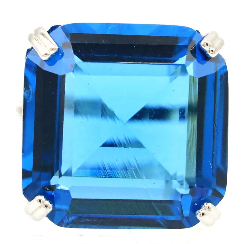 Buy 4 Get 1 Free 22x22mm Big Gemstone Violet Tanzanite Red Blood Ruby Green Peridot London Blue Topaz CZ Dating Silver Rings
