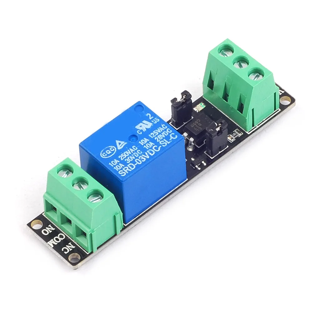 Módulo de relé DC3V de 1 canal, controlador de alto nivel, optoacoplador, relé único aislado, placa de Control de accionamiento para arduino