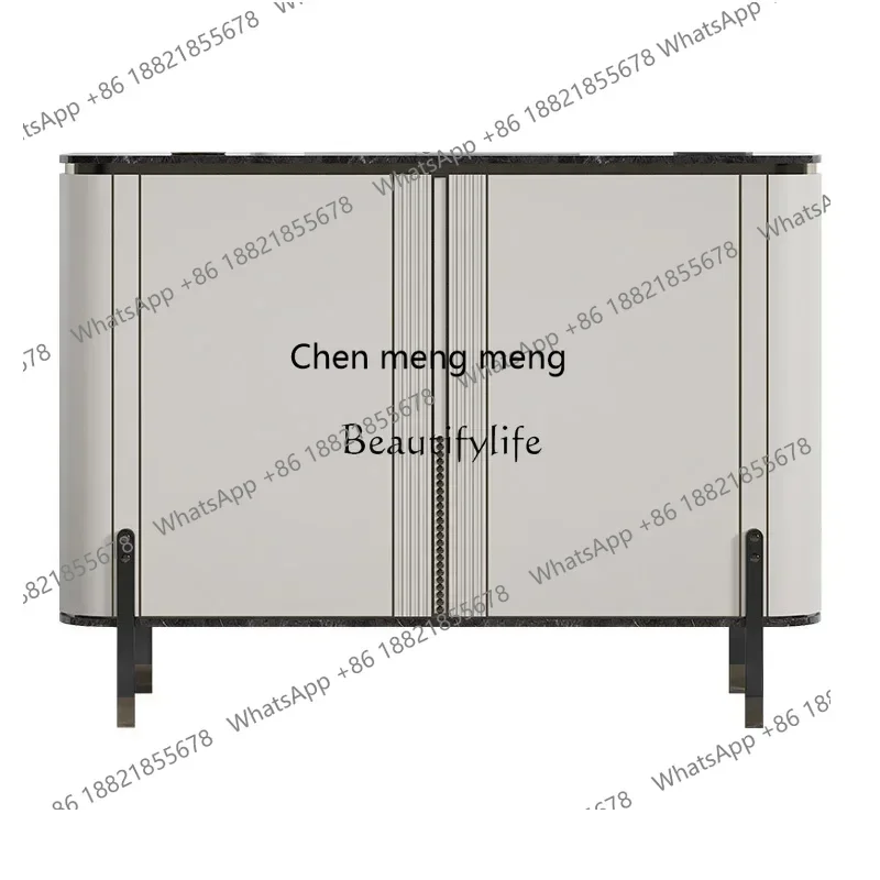 

New Arrivals Italian light luxury home entrance solid wood shoe cabinet modern simple marble foyer cabinetss 7304