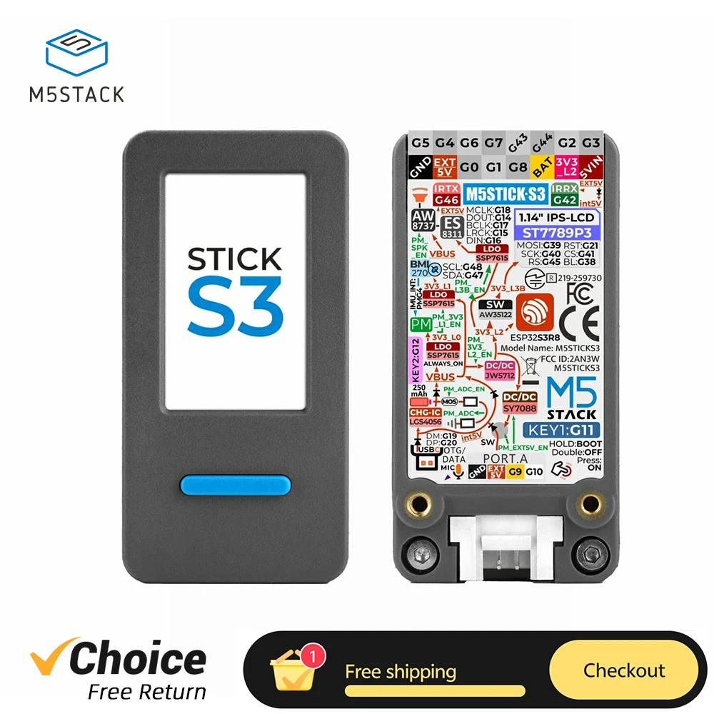M5Stack StickS3 StickC PLUS2 Upgraded Version ESP32-S3 8MB Programmable Controller BT WiFi For IoT Project Development