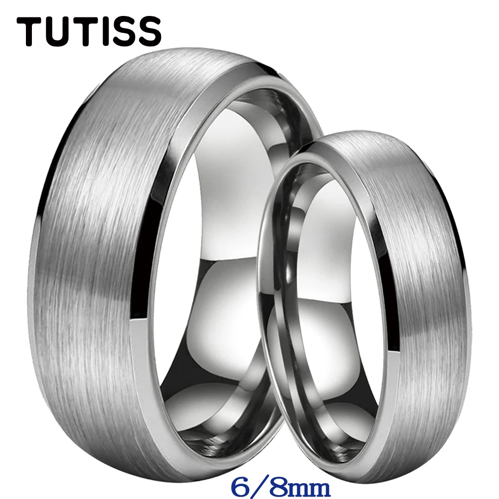 

TUTISS 6mm 8mm Classic Men Women Wedding Band Tungsten Carbide Forever Ring Domed Beveled Comfort Fit