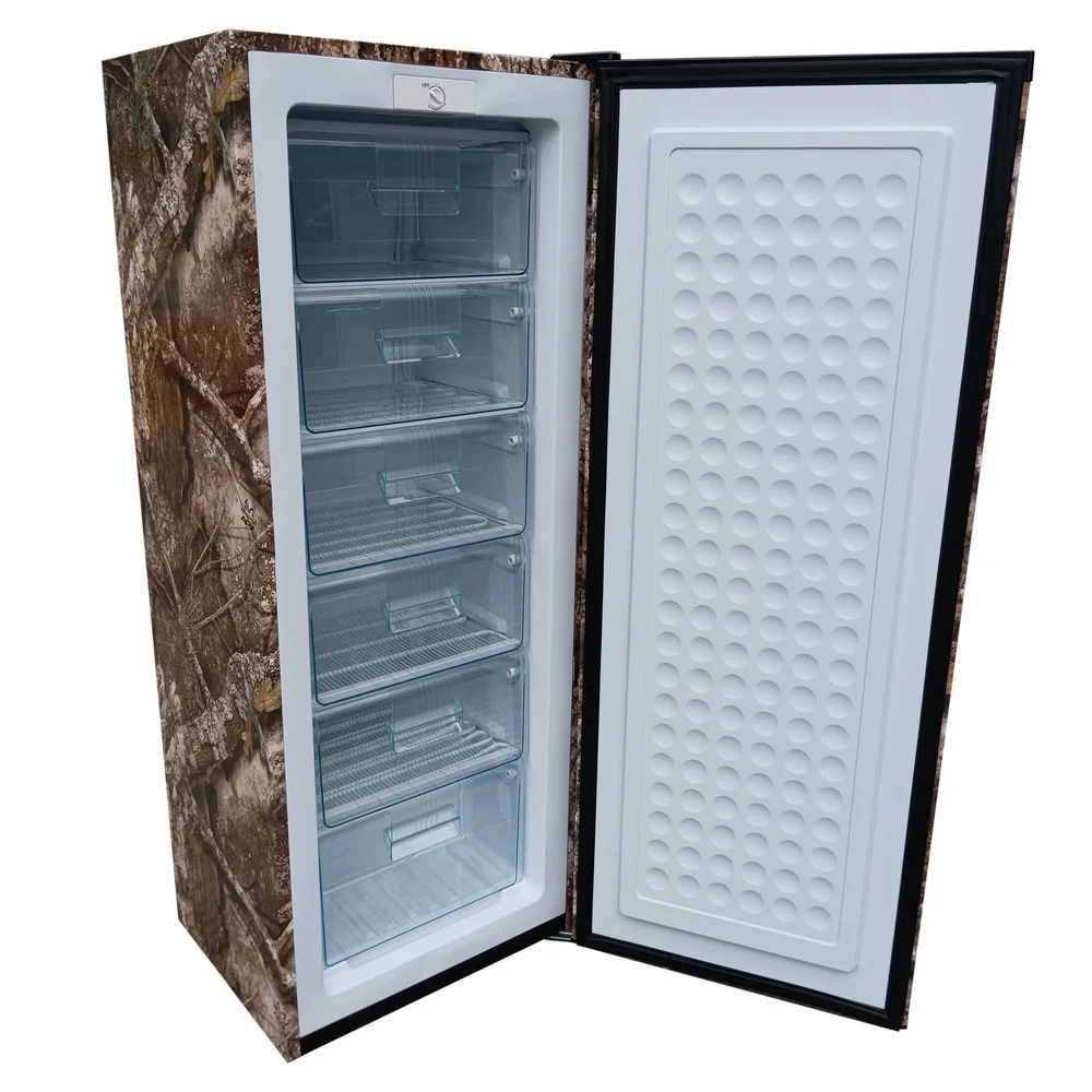 7 cu ft Manual Defrost Upright Freezer Camouflage Design Adjustable Shelves Quiet Operation Energy Efficient Storage Flexible