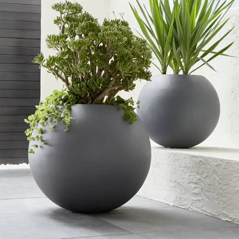 

Large Round White Planter Pot Outdoor&Indoor Fiberglass Resin Flower Pot for Hotel and Villa Decoration High quality