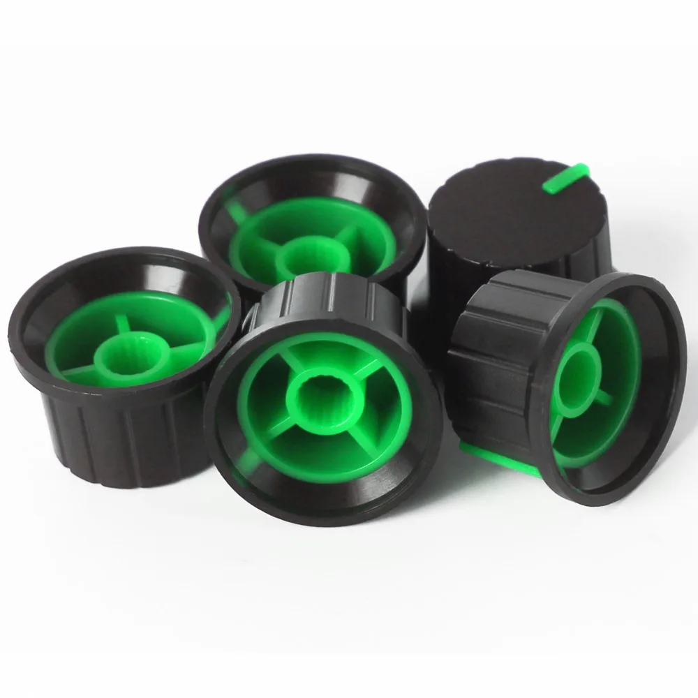 5 шт. 24*15 мм, ручка потенциометра, крышка, Цветочная ось, ручка управления громкостью Green для энкодера