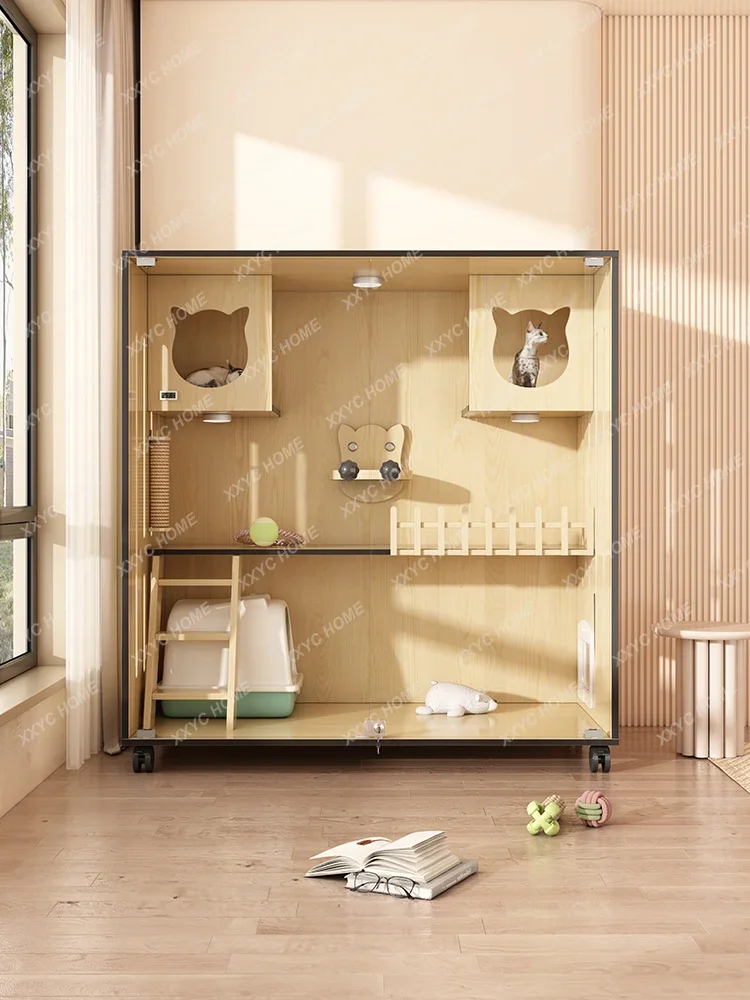 

Cat Villa Cage Home Cat House Cattery Indoor Nest Oversized Free Space Panoramic Cat Cabinet