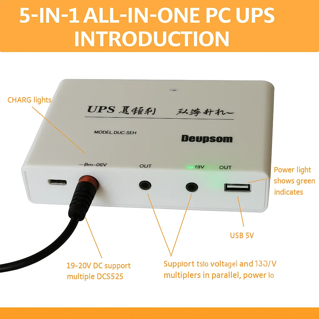 Emergency DC UPS Power Supply 19V/20V | 5x18650 Battery Backup | For AIO PC / Mini Computer | Safe & Portable Use - view 4