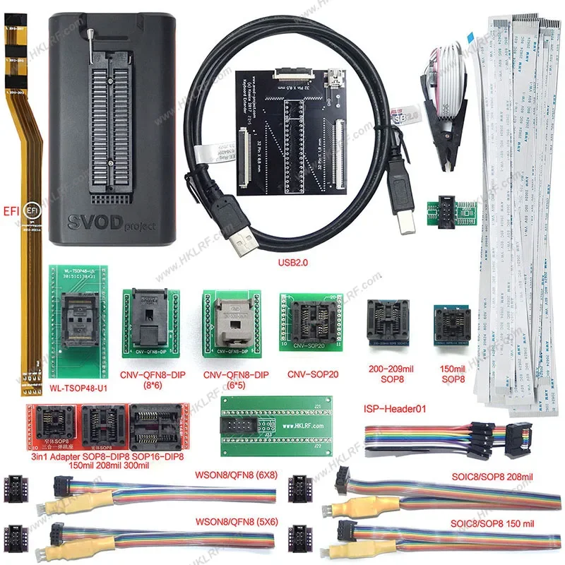 SVOD Project SVOD 4 SPI Programmer with EFI Ribbon Cable QFN8 SIO8 Socket Probe Adapter in Stock